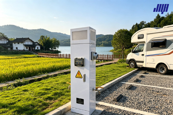 四川古宇村自駕露營地水電樁安裝實景 極亞智能房車營地水電解決方案
