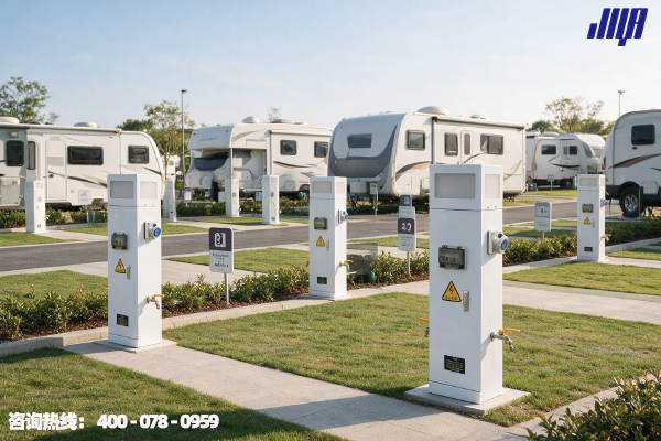 駱駝灣房車營地標準化水電樁，配備低溫防凍加熱模塊